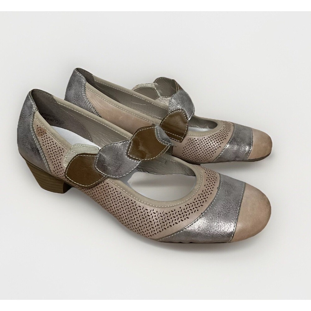 Rieker Women's Size 9,5 (41) Mary Jane Sandals Casual Pump Silver Tan Artsy Glam